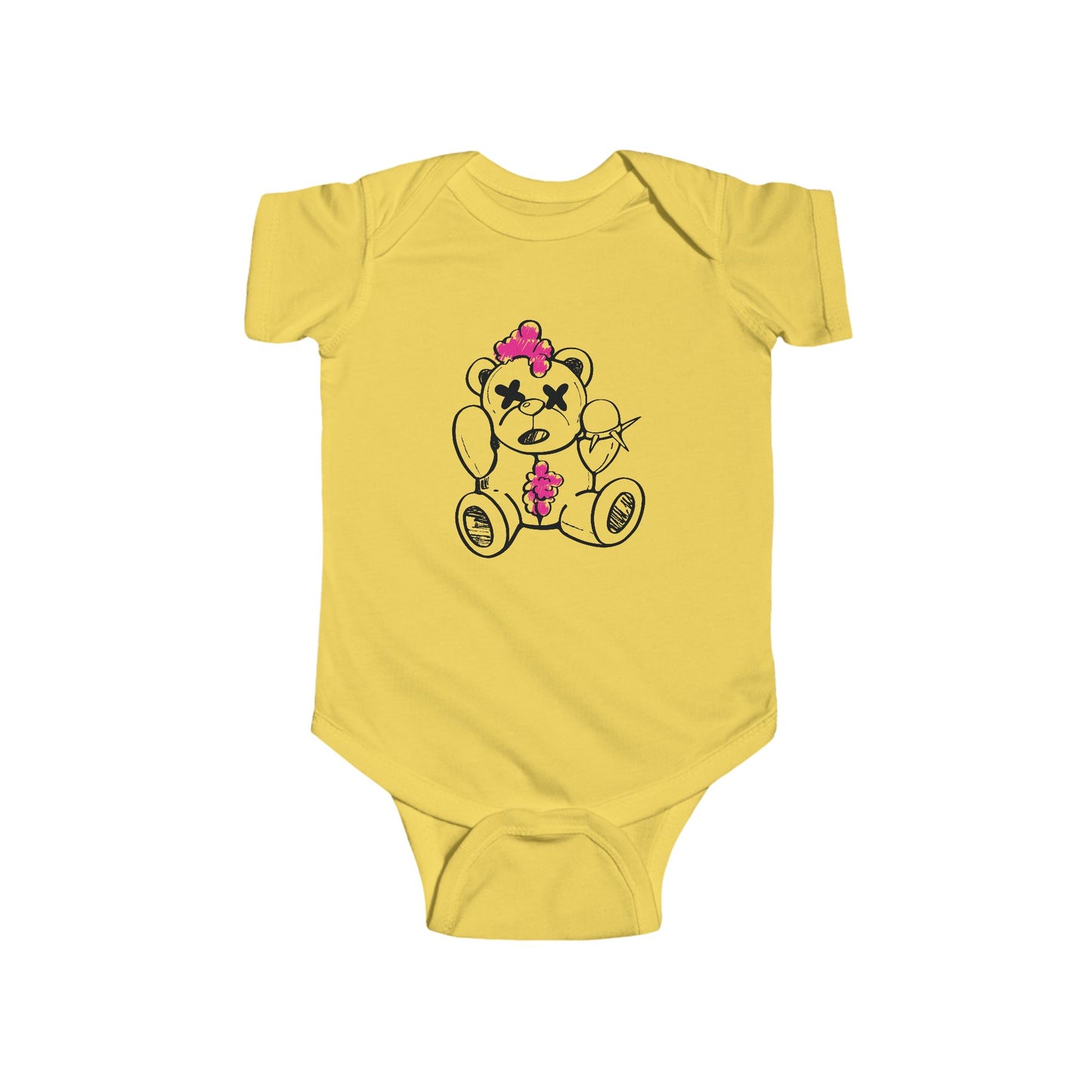 Pink Chaos Bear Infant Short Sleeve Jersey Bodysuit