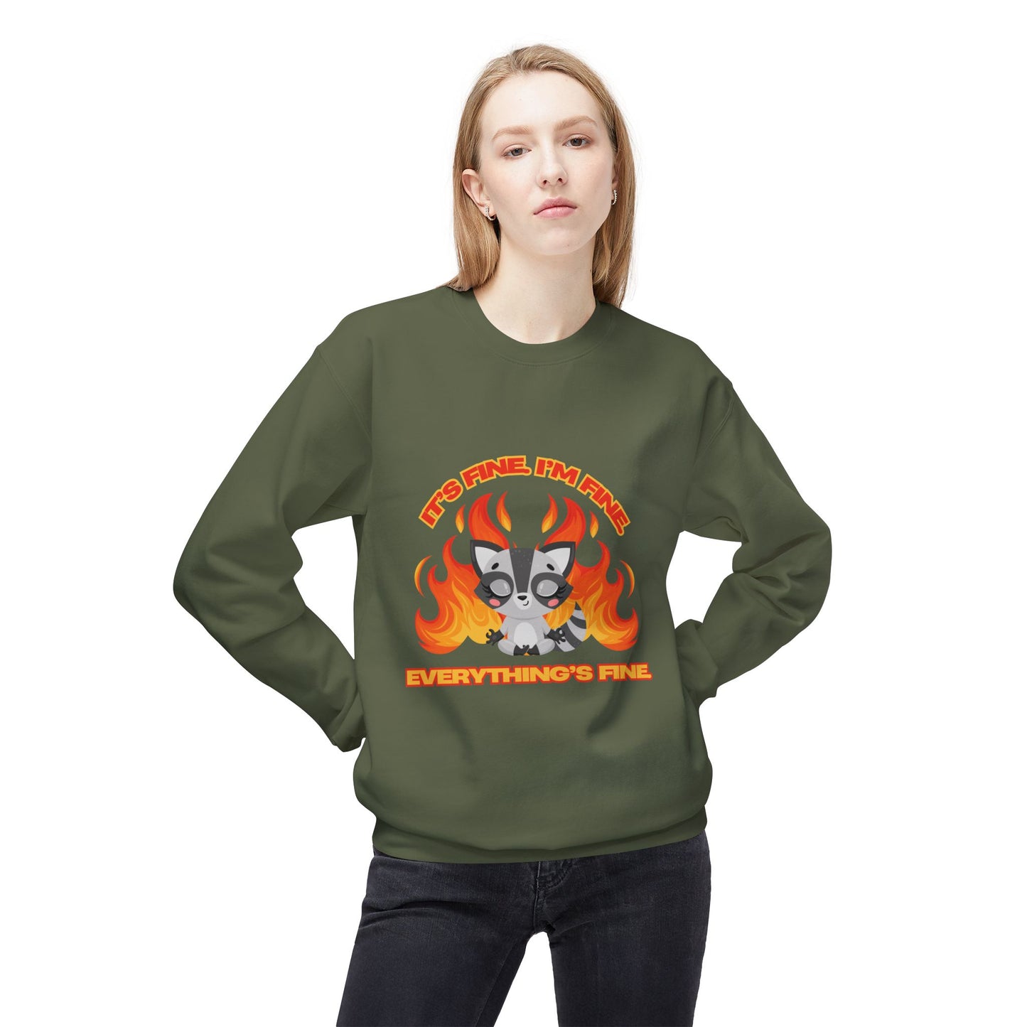 Everything's Fine Midweight Softstyle Fleece Crewneck Sweatshirt