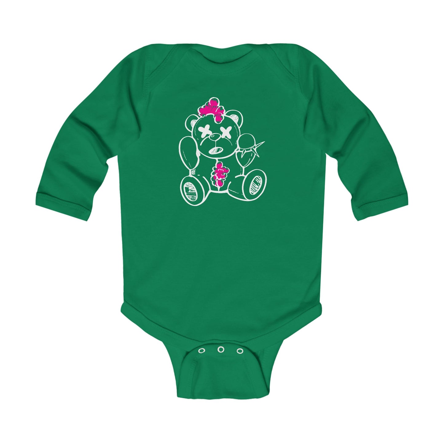 Pink Chaos Bear Infant Long Sleeve Bodysuit