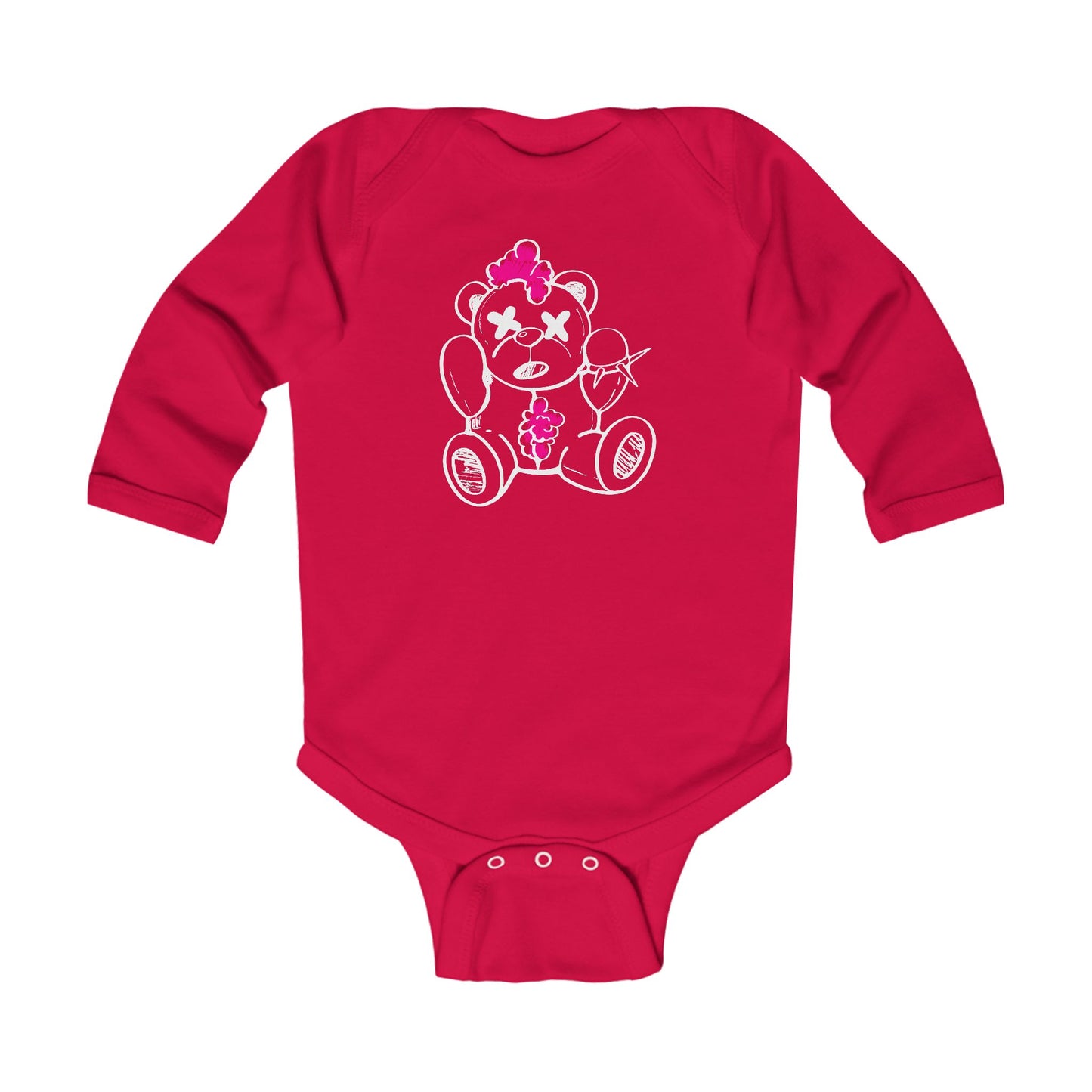 Pink Chaos Bear Infant Long Sleeve Bodysuit