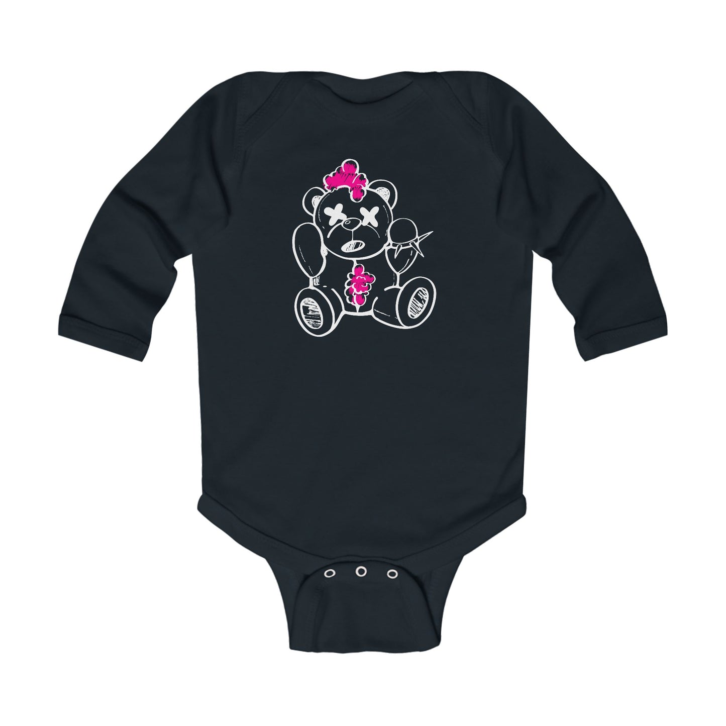 Pink Chaos Bear Infant Long Sleeve Bodysuit