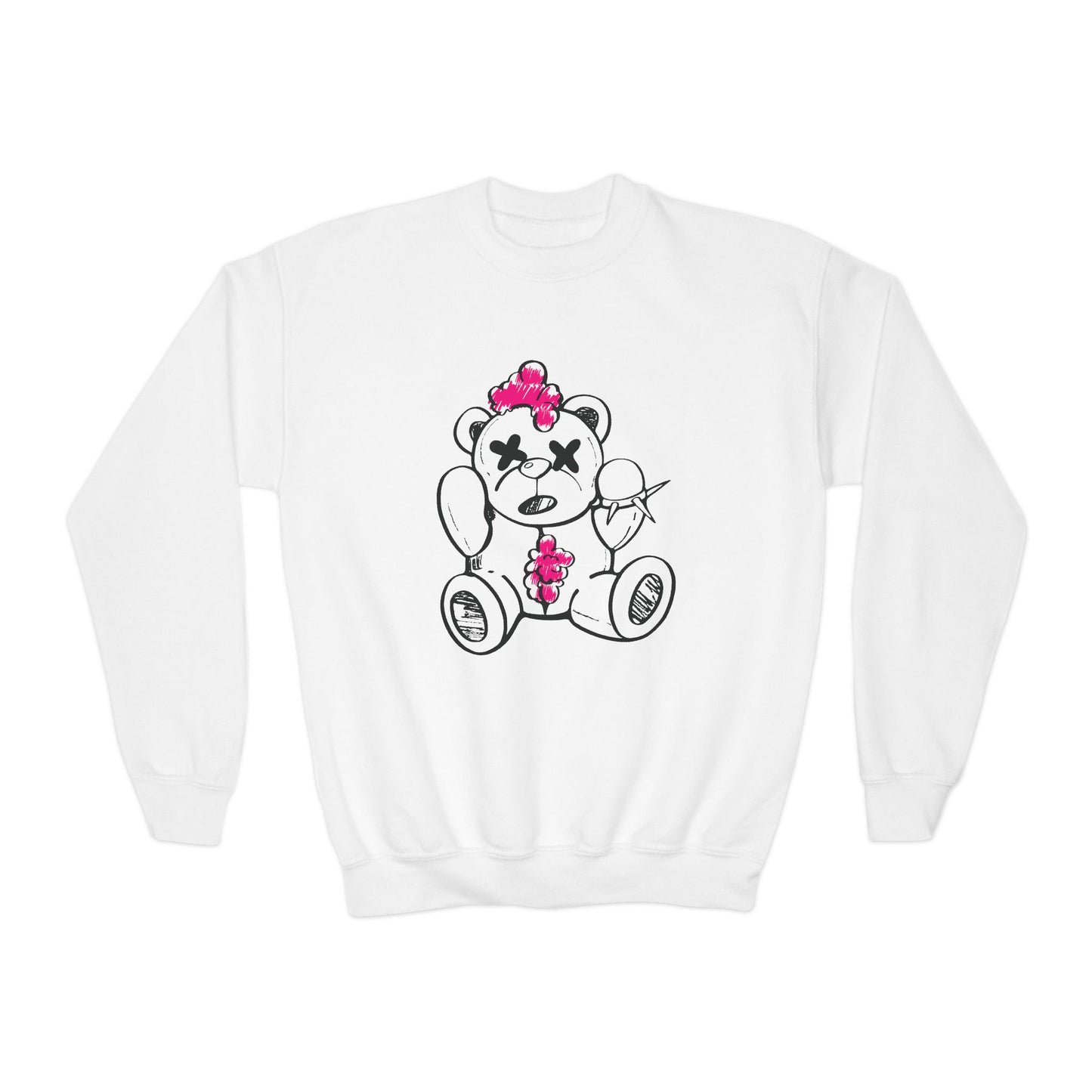 Pink Chaos Bear Kids Crewneck Sweatshirt