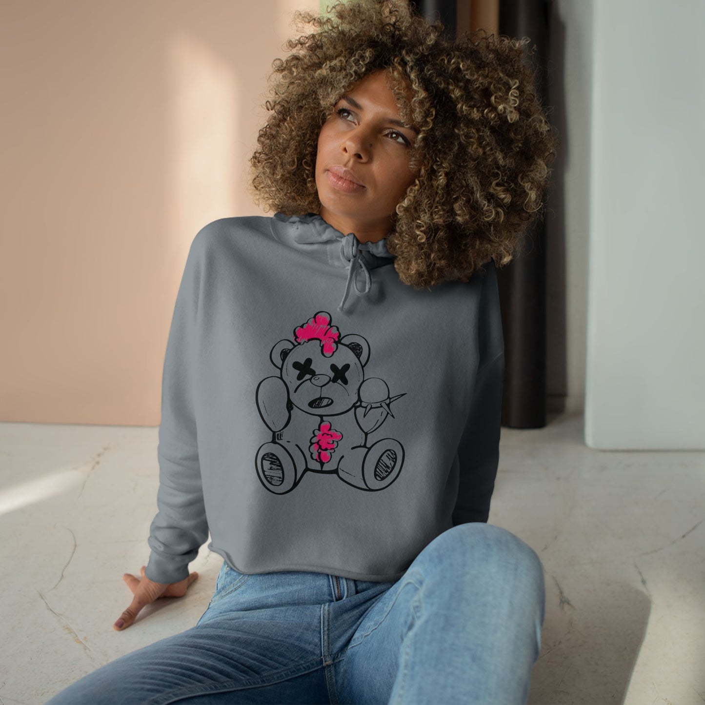 Chaos Bear Women's Crop Hoodie