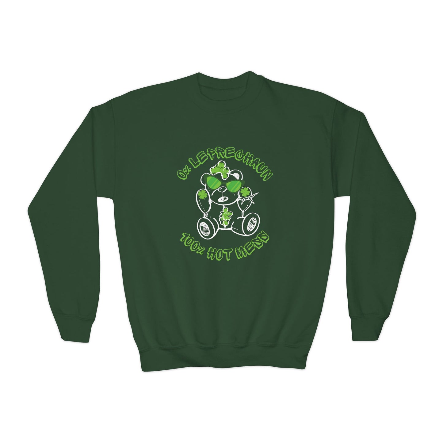 Leprechaun Chaos Bear Kids Crewneck Sweatshirt