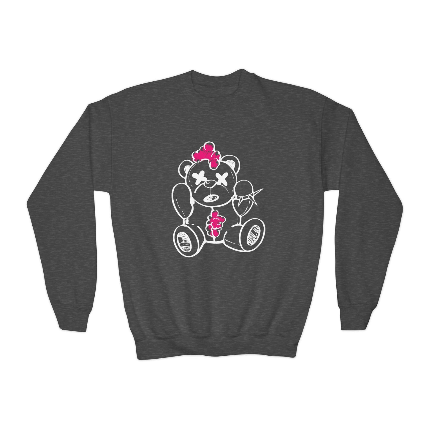 Pink Chaos Bear Kids Crewneck Sweatshirt