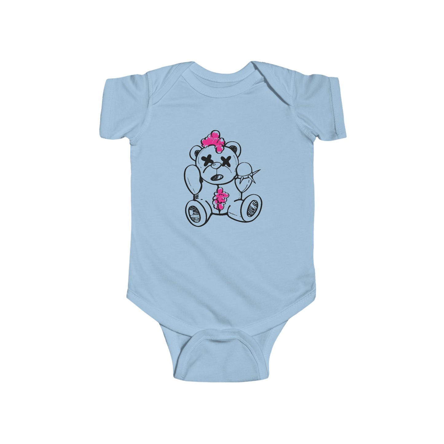 Pink Chaos Bear Infant Short Sleeve Jersey Bodysuit