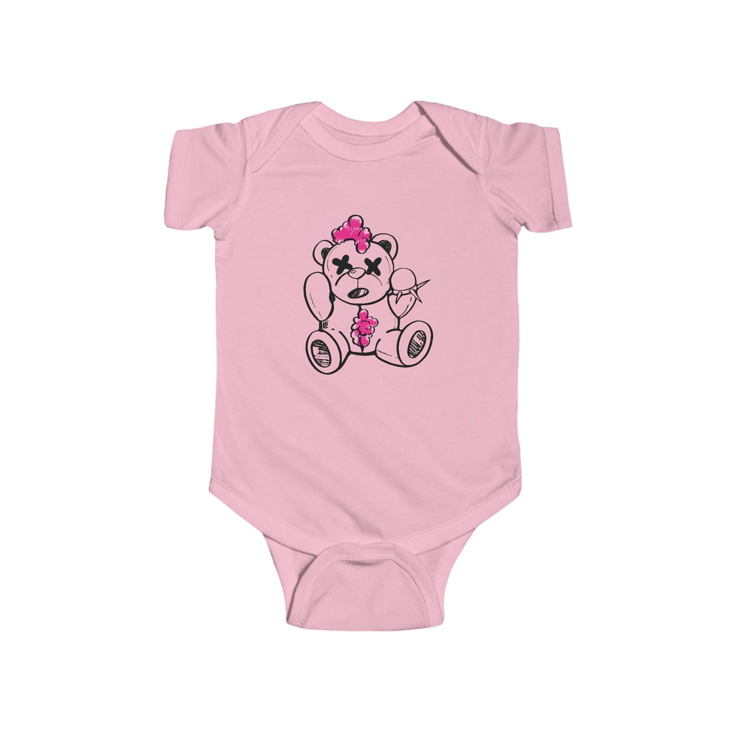 Pink Chaos Bear Infant Short Sleeve Jersey Bodysuit