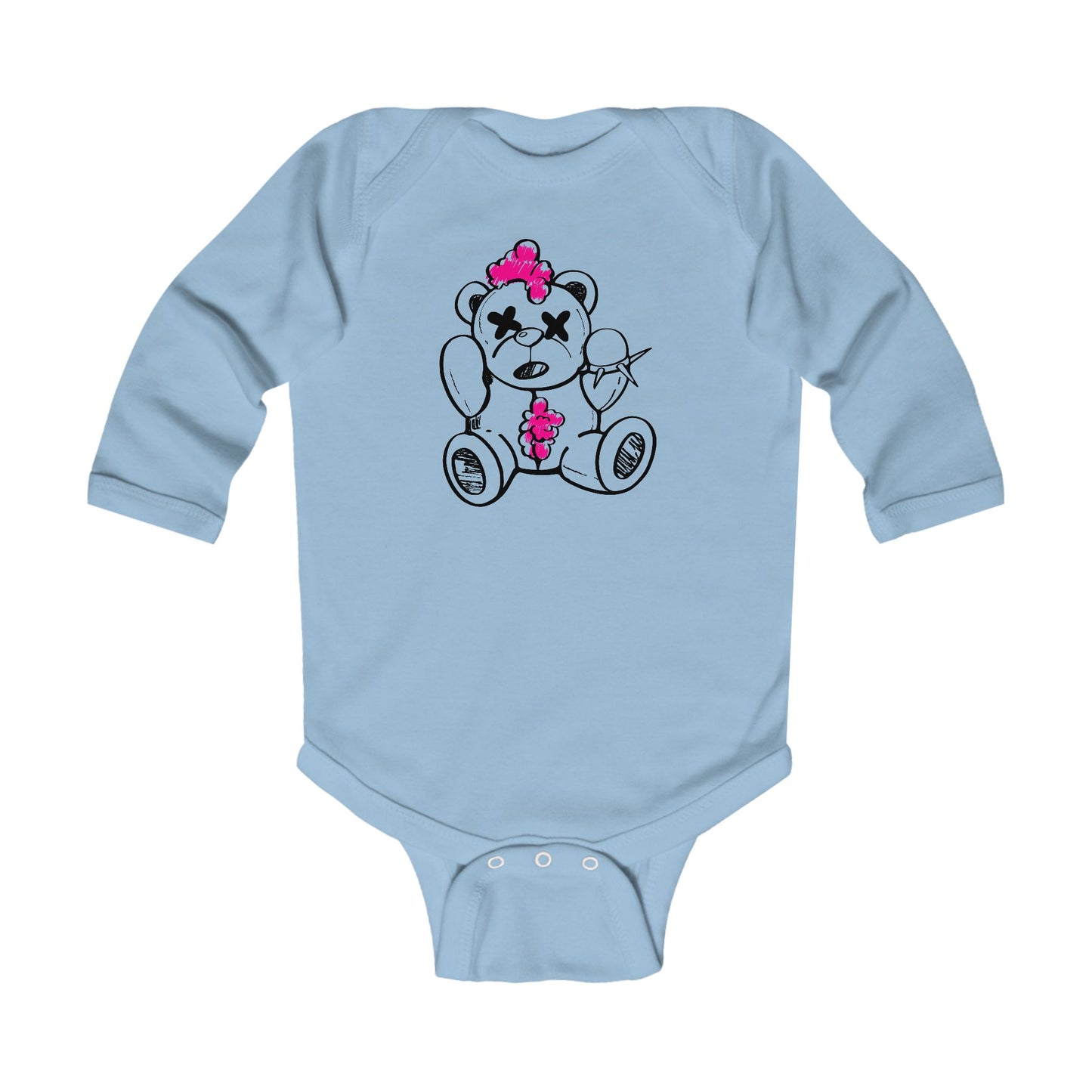 Pink Chaos Bear Infant Long Sleeve Bodysuit