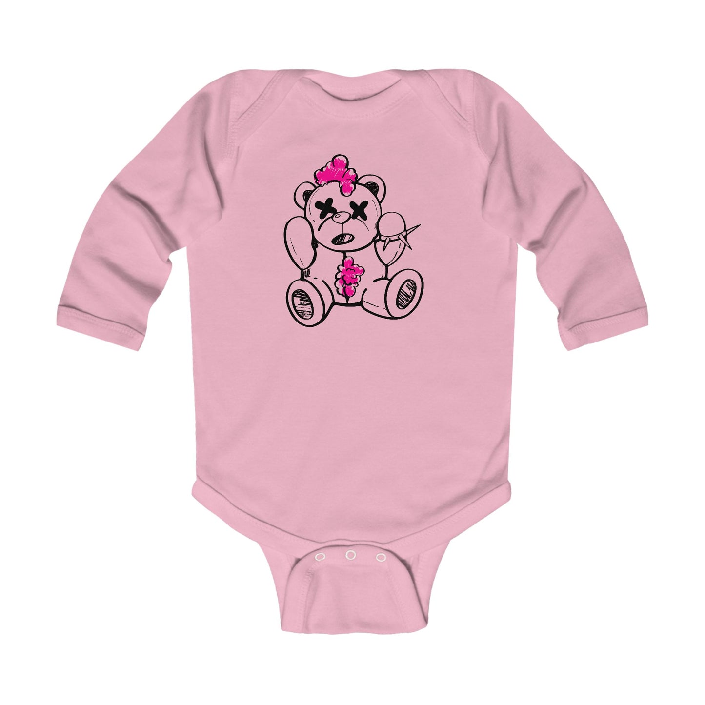 Pink Chaos Bear Infant Long Sleeve Bodysuit