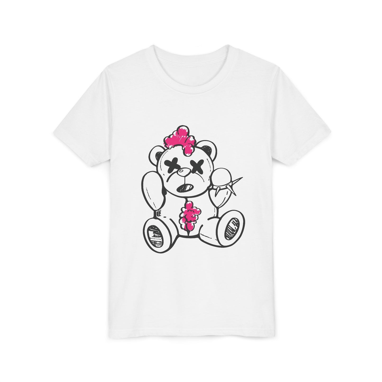 Pink Chaos Bear Kids Short Sleeve Tee