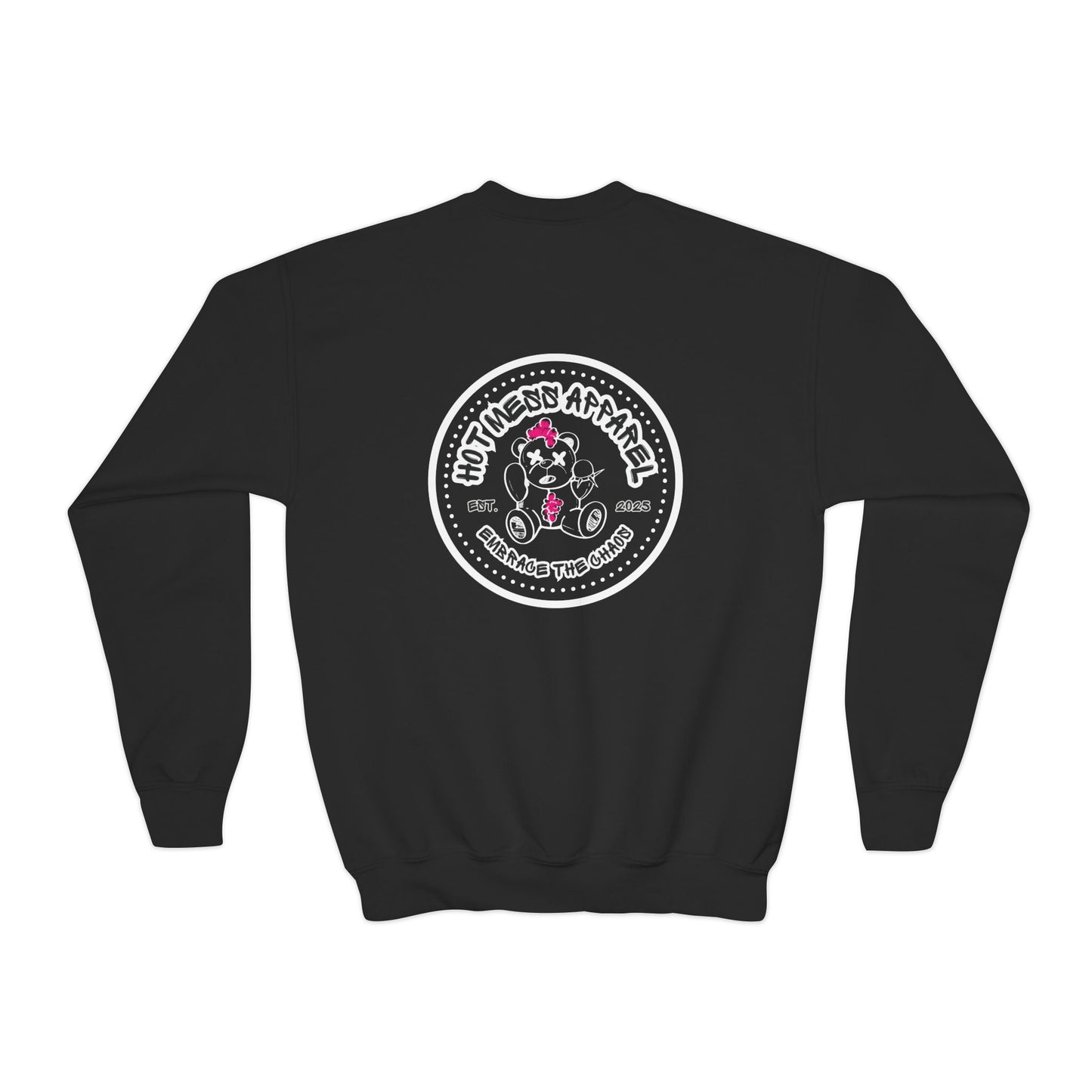 Pink Chaos Bear Kids Crewneck Sweatshirt