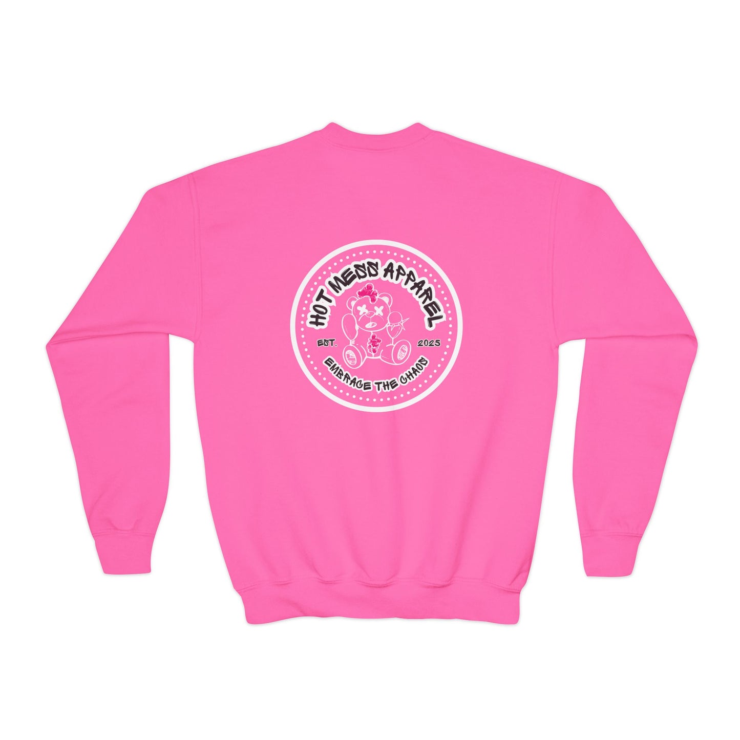 Pink Chaos Bear Kids Crewneck Sweatshirt