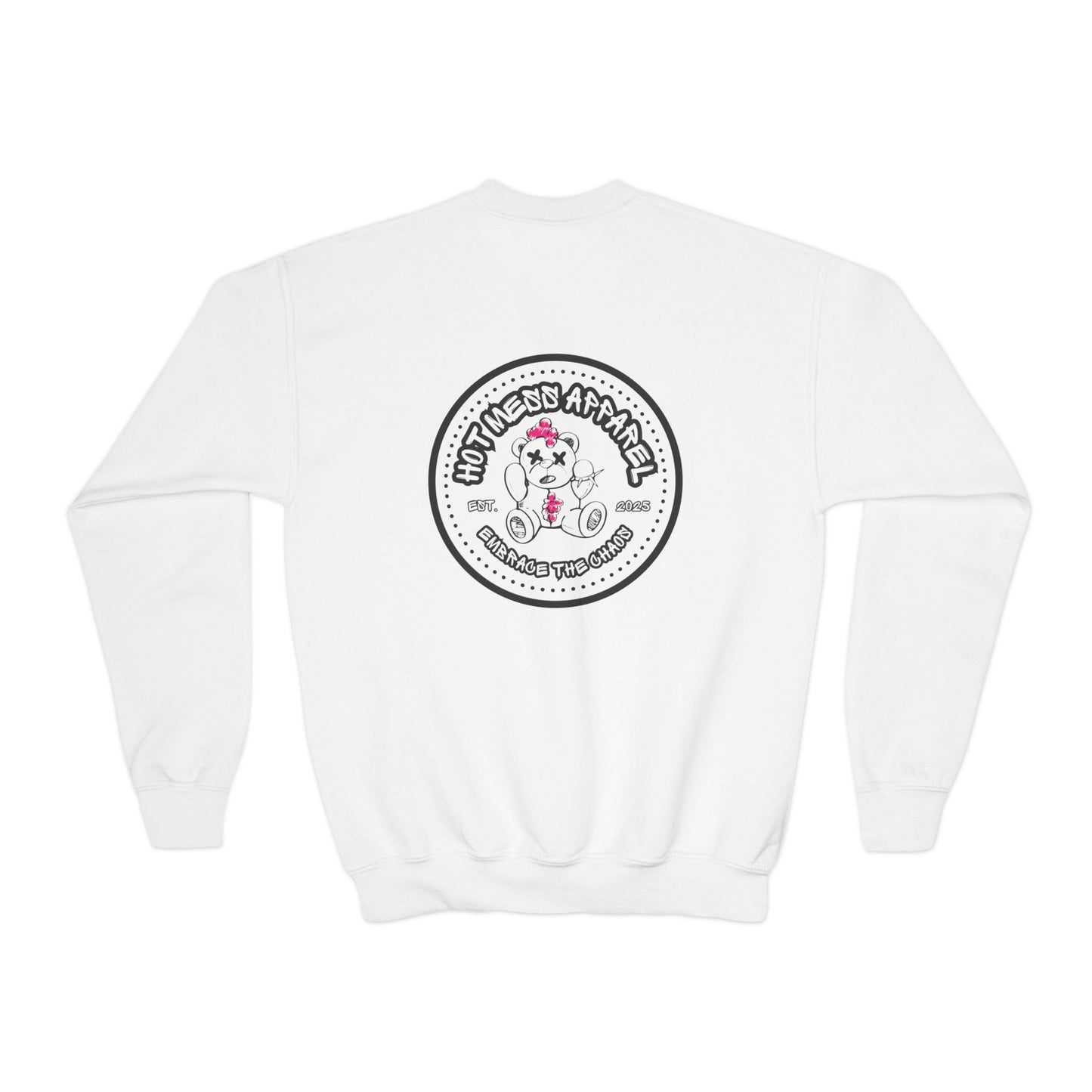 Pink Chaos Bear Kids Crewneck Sweatshirt