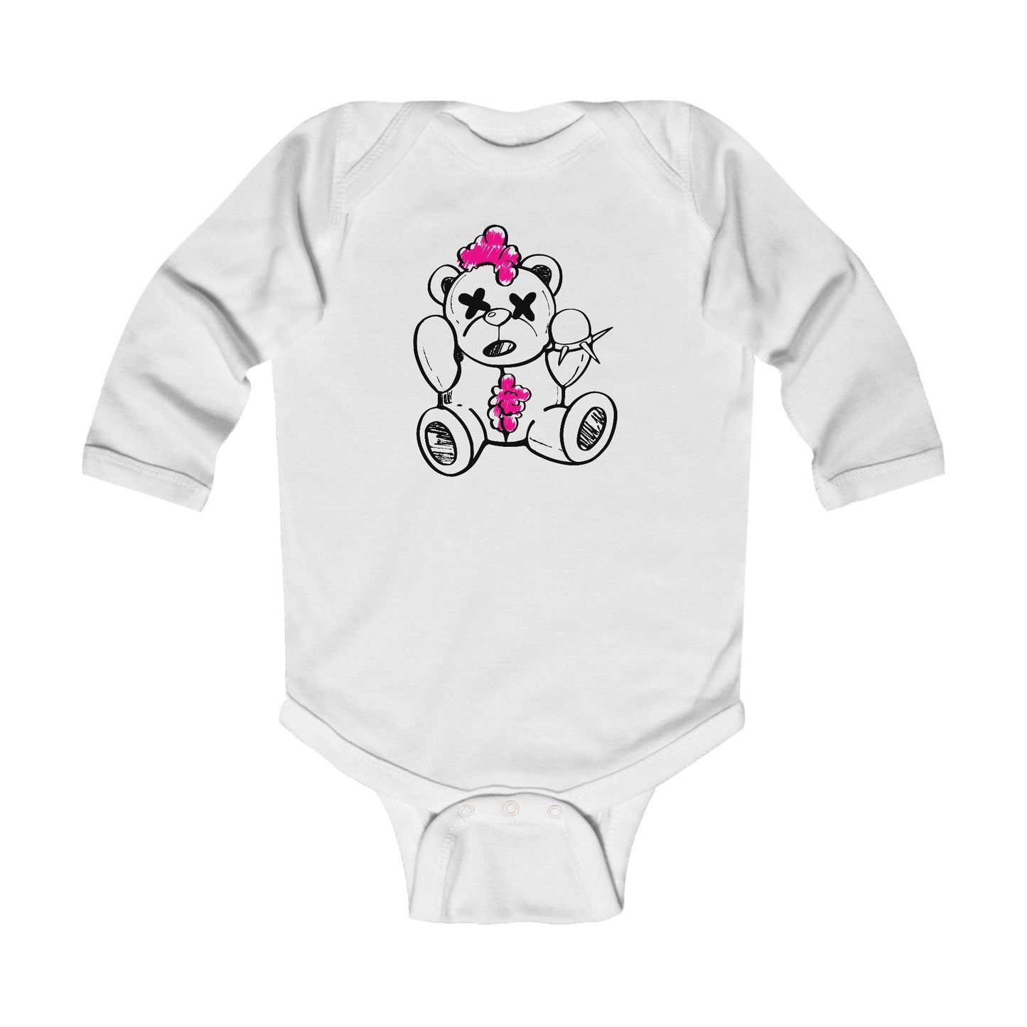 Pink Chaos Bear Infant Long Sleeve Bodysuit